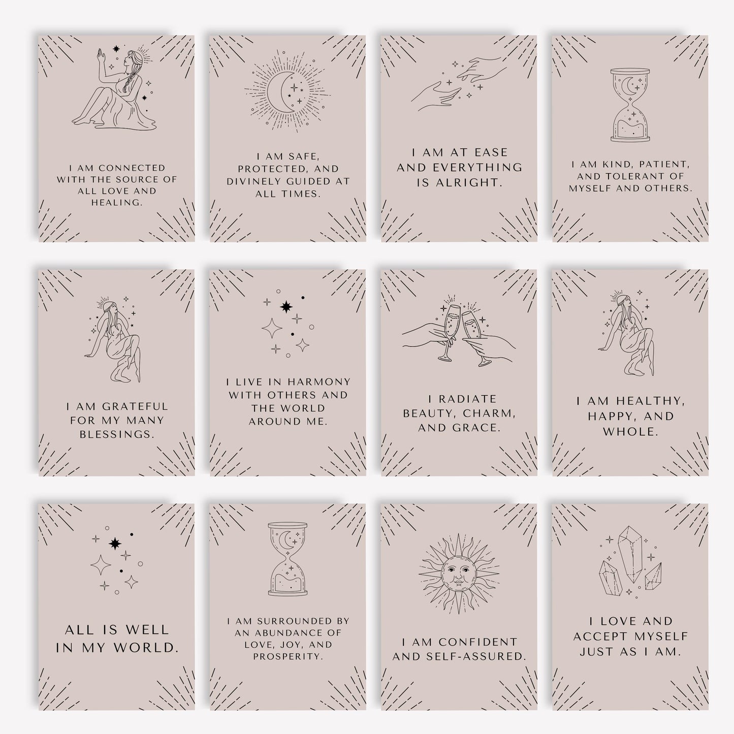 Mental Health Affirmation Cards – Canva Template