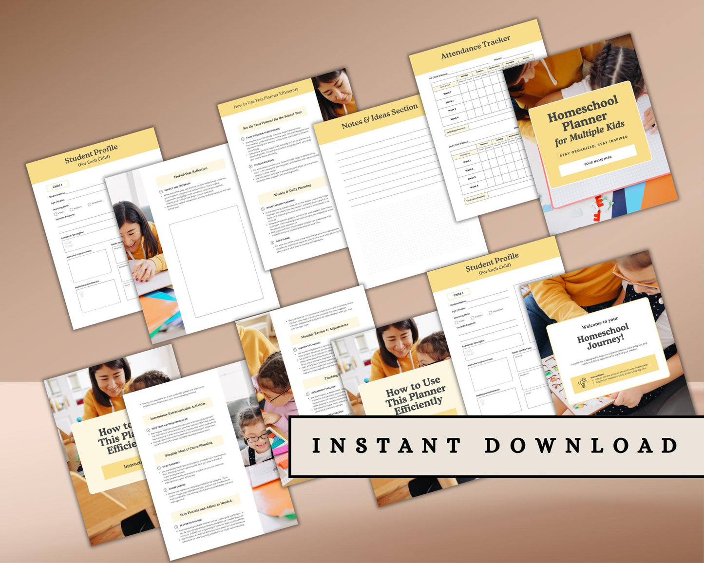 Homeschool Planner for Multiple Kids | Editable Template to Organize Schedules, Lessons & Activities | Digital Download