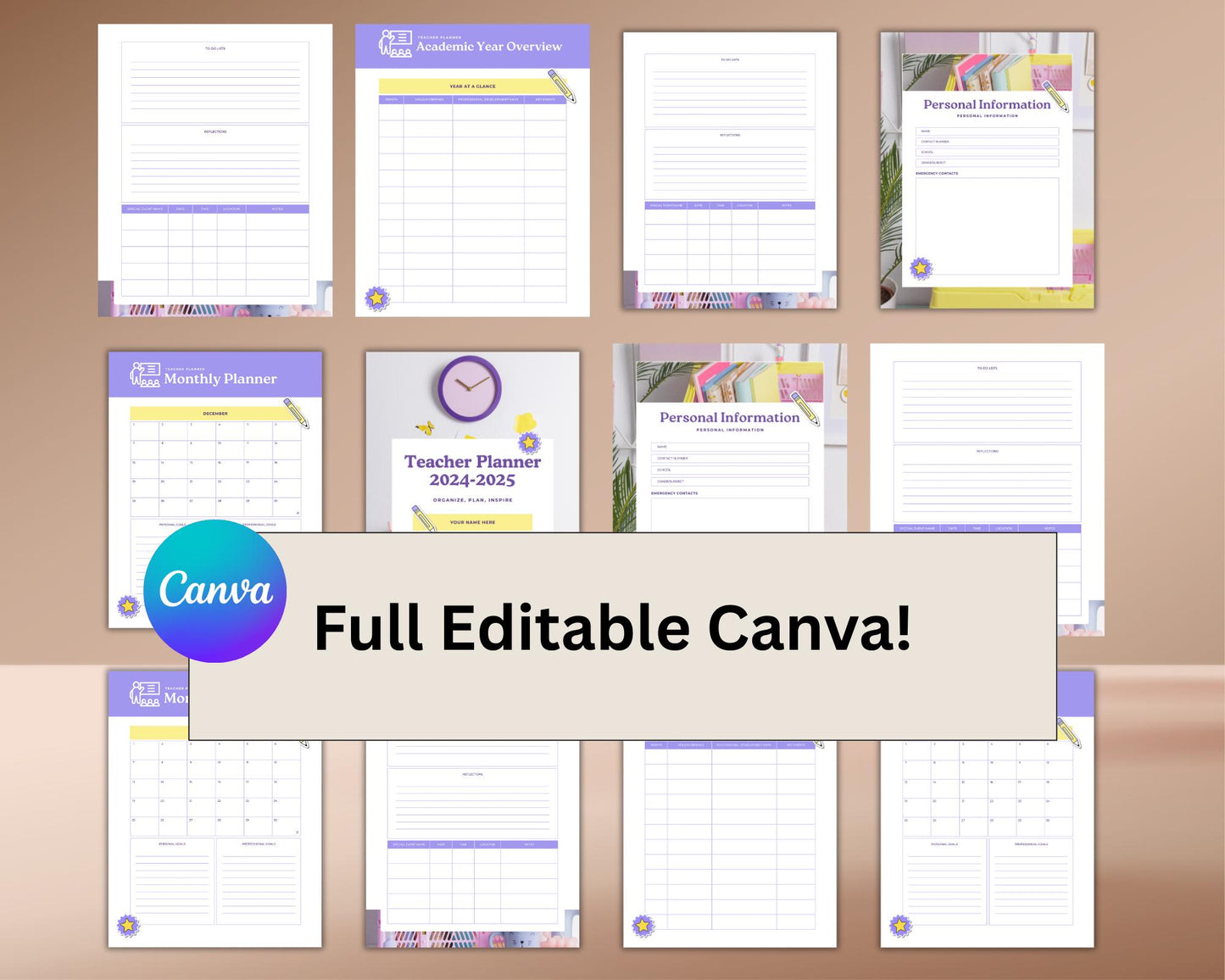 Teacher Planner | Editable Template to Organize Lessons, Schedules & Classroom Activities | Digital Download