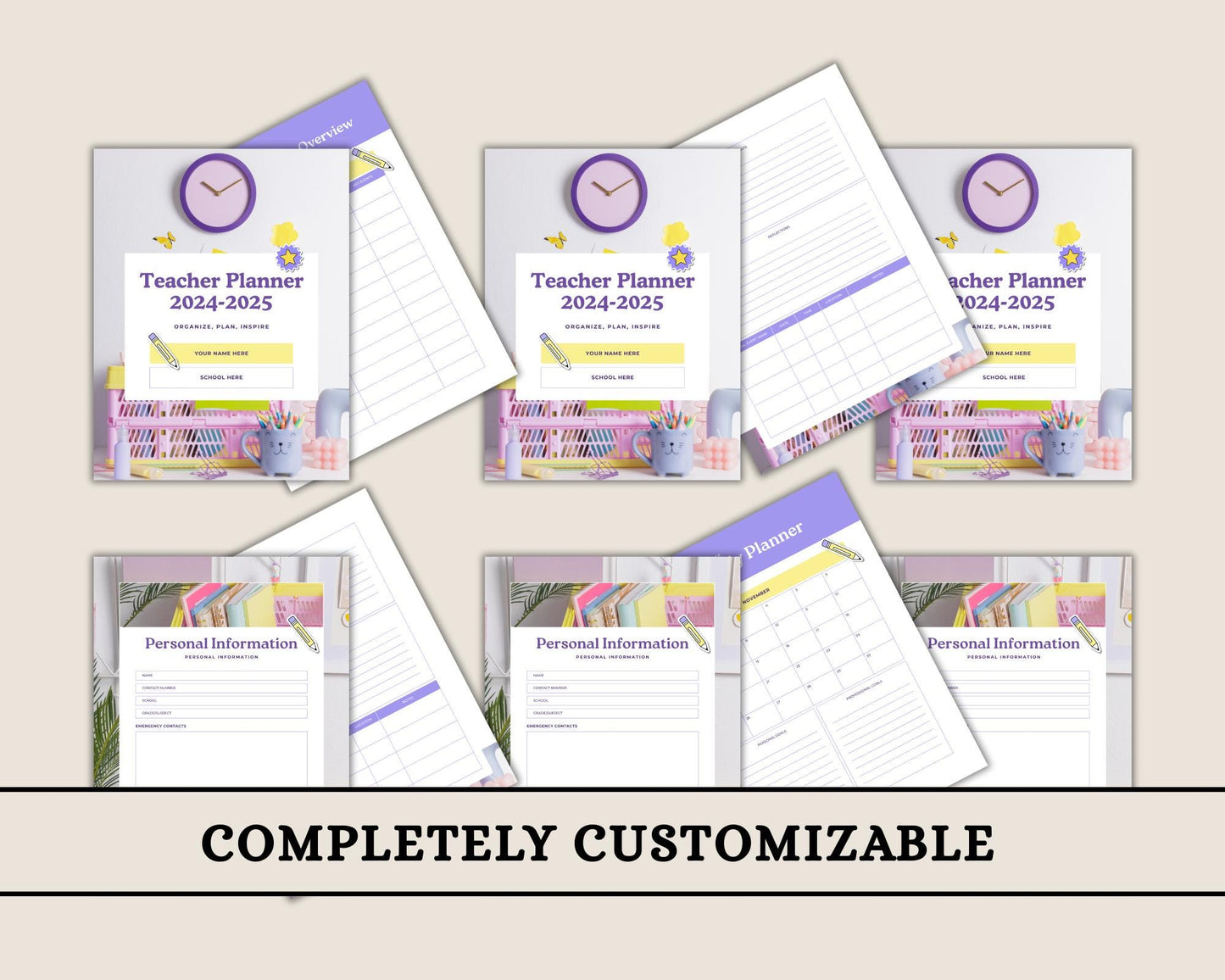 Teacher Planner | Editable Template to Organize Lessons, Schedules & Classroom Activities | Digital Download