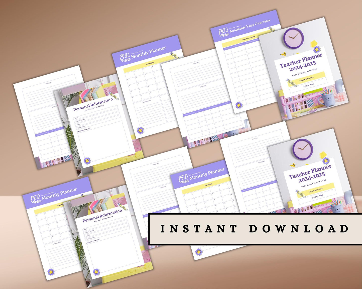 Teacher Planner | Editable Template to Organize Lessons, Schedules & Classroom Activities | Digital Download
