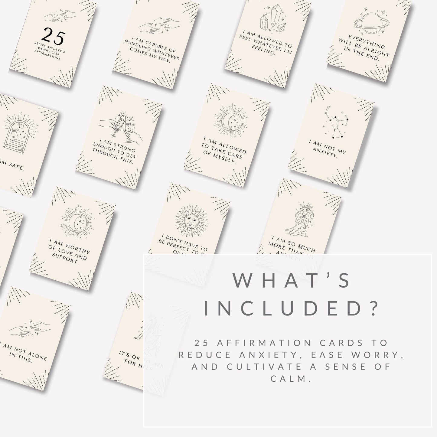 Anxiety & Worry Less Affirmation Cards – Canva Template