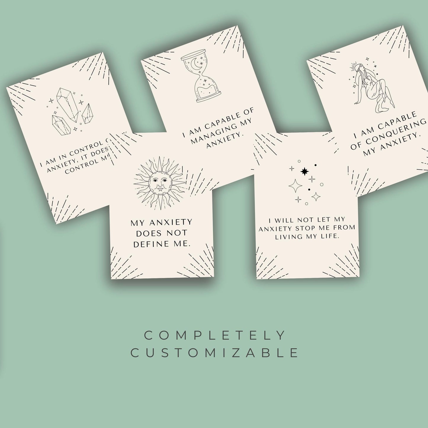 Anxiety & Worry Less Affirmation Cards – Canva Template