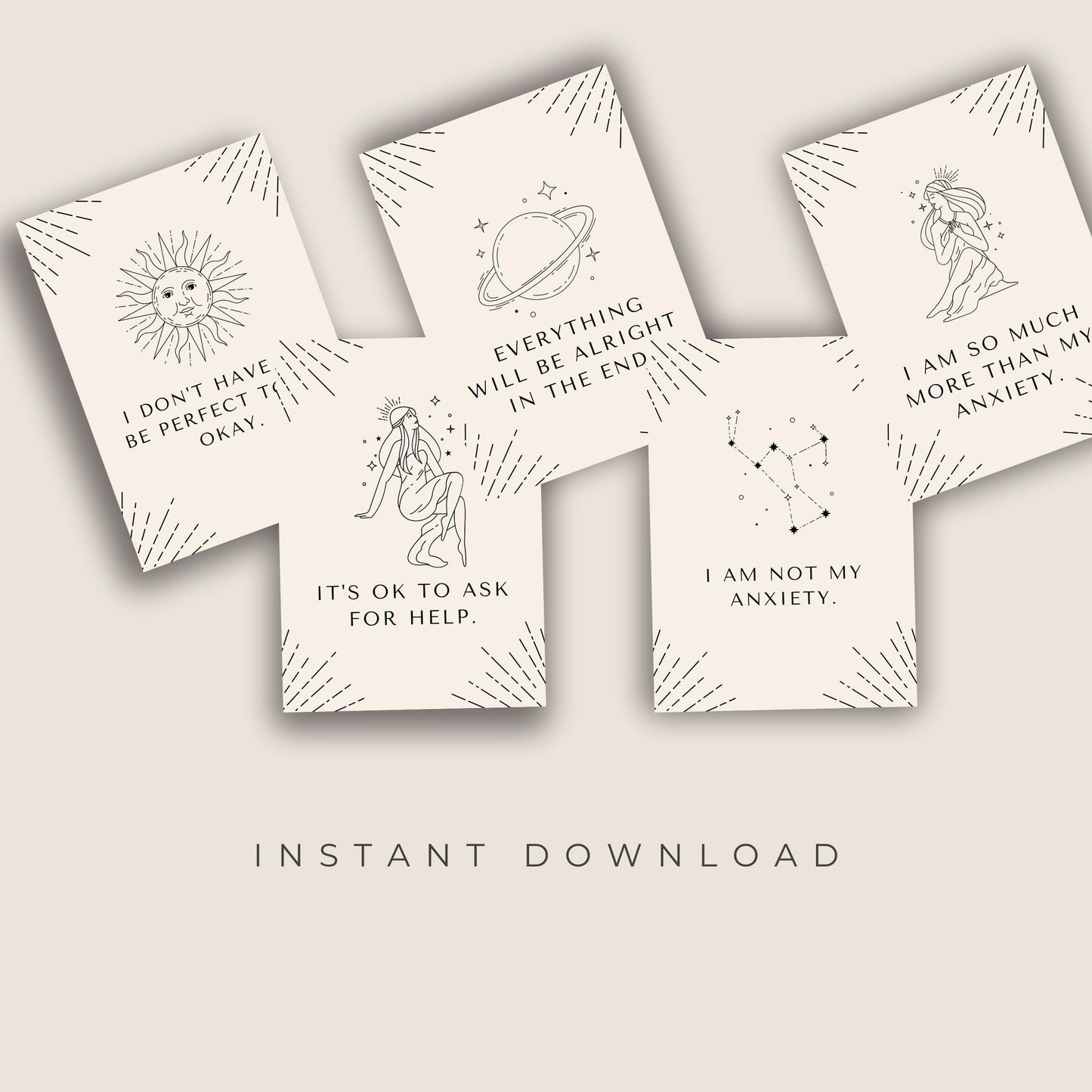 Anxiety & Worry Less Affirmation Cards – Canva Template