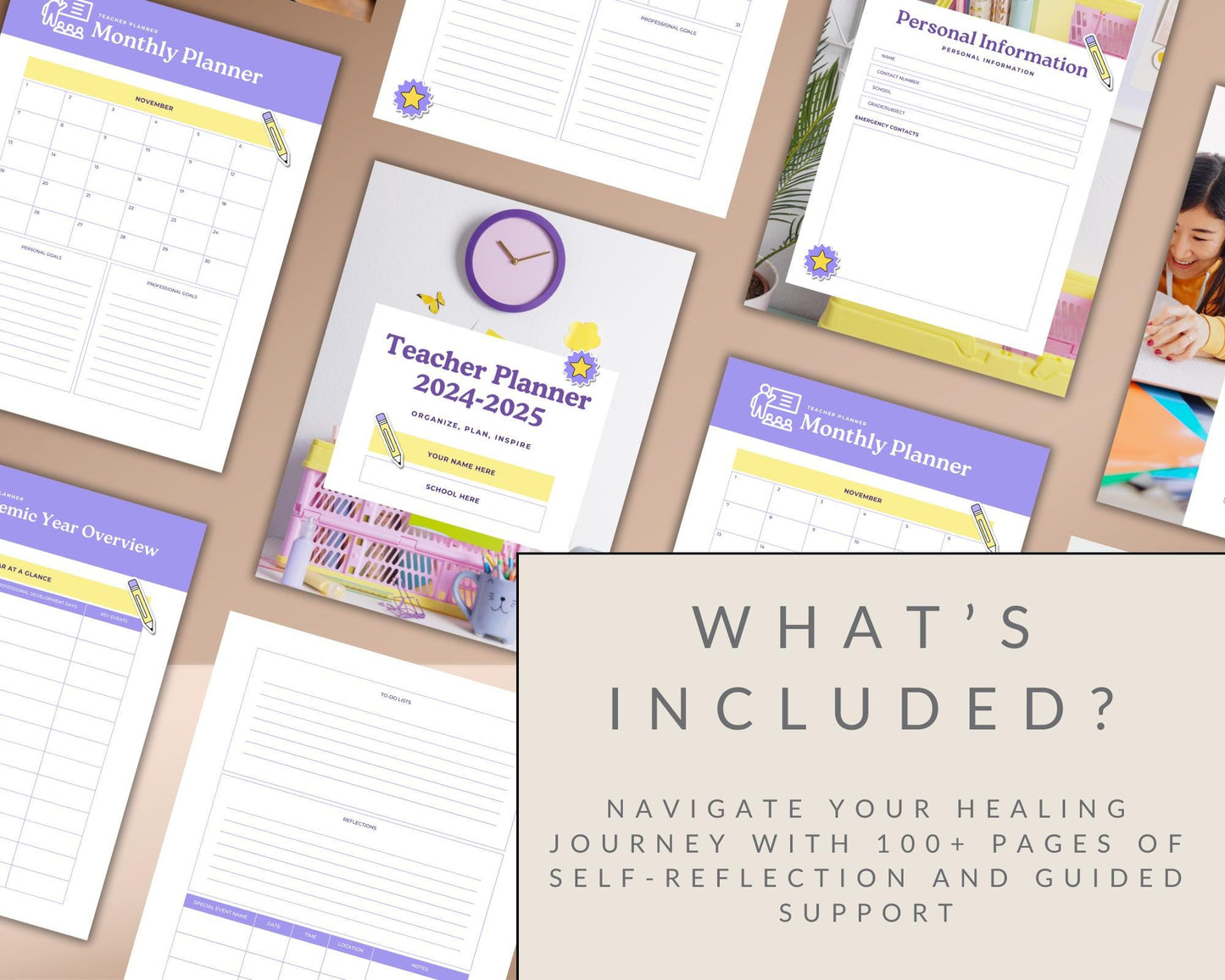 Teacher Planner | Editable Template to Organize Lessons, Schedules & Classroom Activities | Digital Download