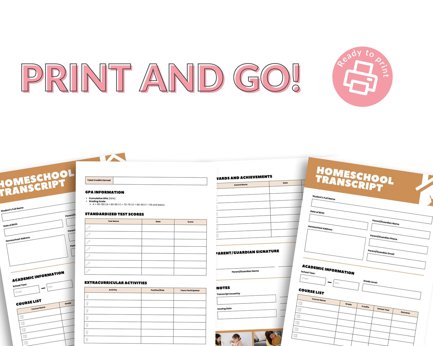Printable Homeschool Transcript Template (PDF Download)