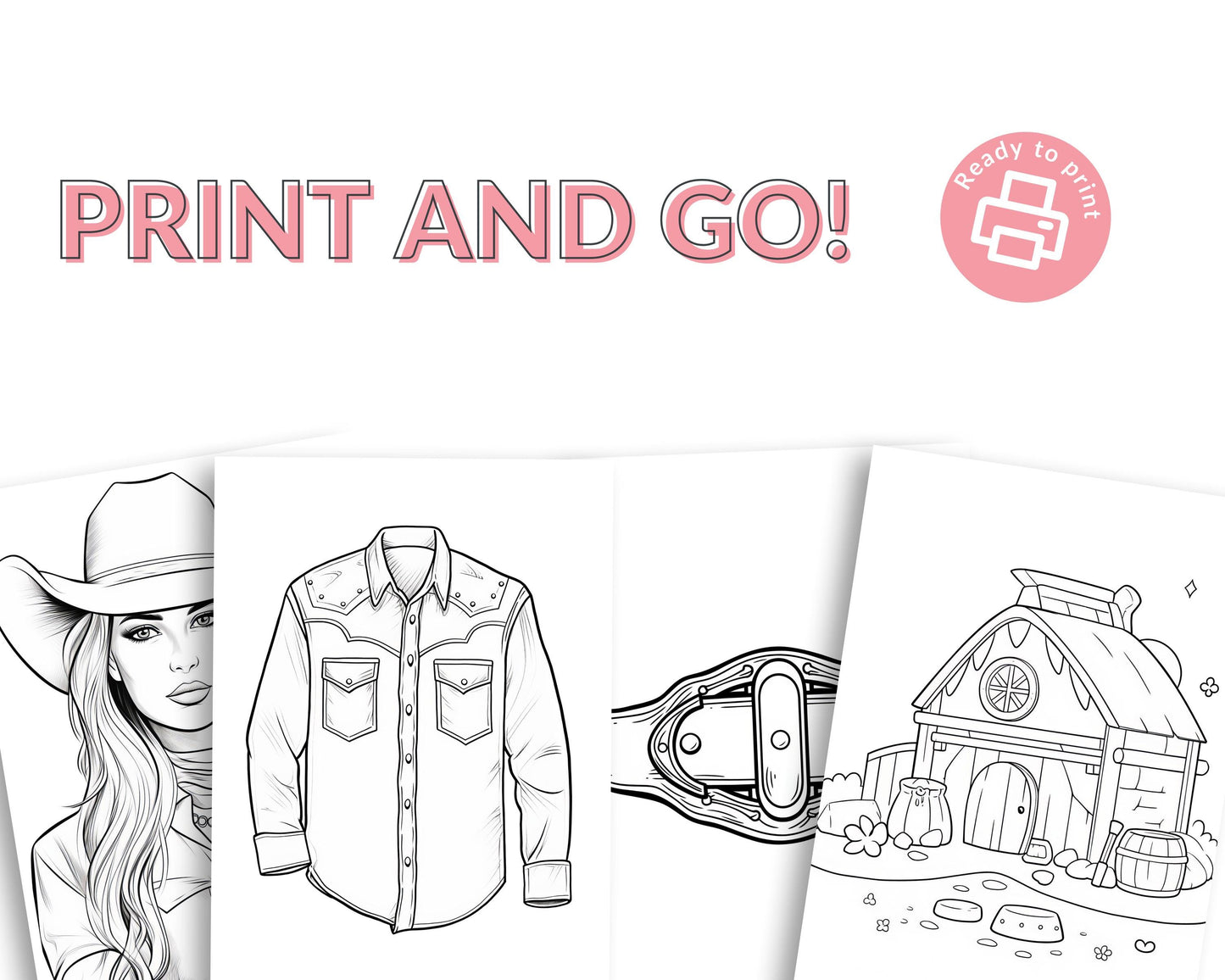 Rodeo Colouring Book | 25 Printable Pages | Cowboy and Western Theme | Instant Download | Adult and Kids Colouring Pages