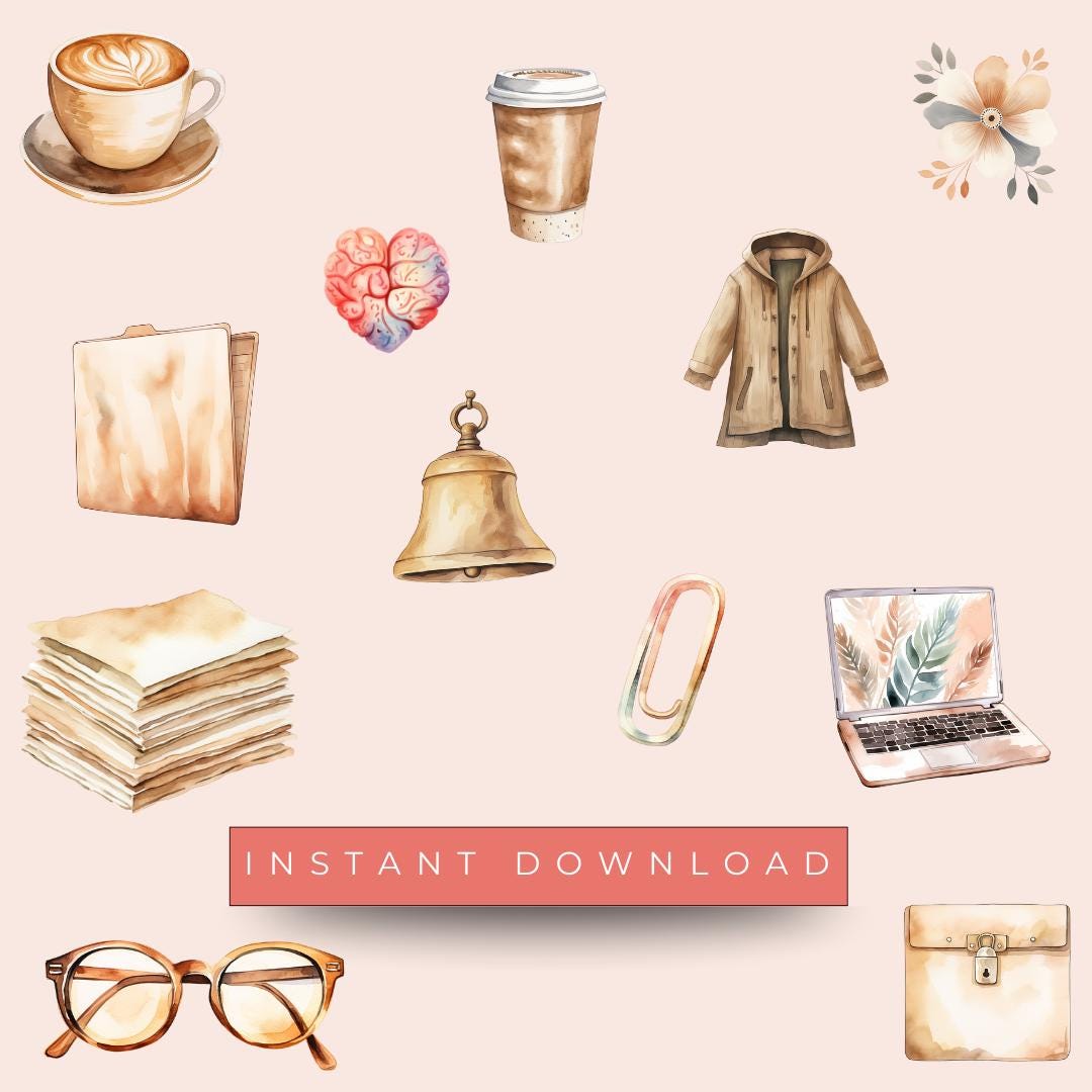School Counsellor Stickers | 33 PNG Files | Watercolour Teacher Clipart for Planners & Journals