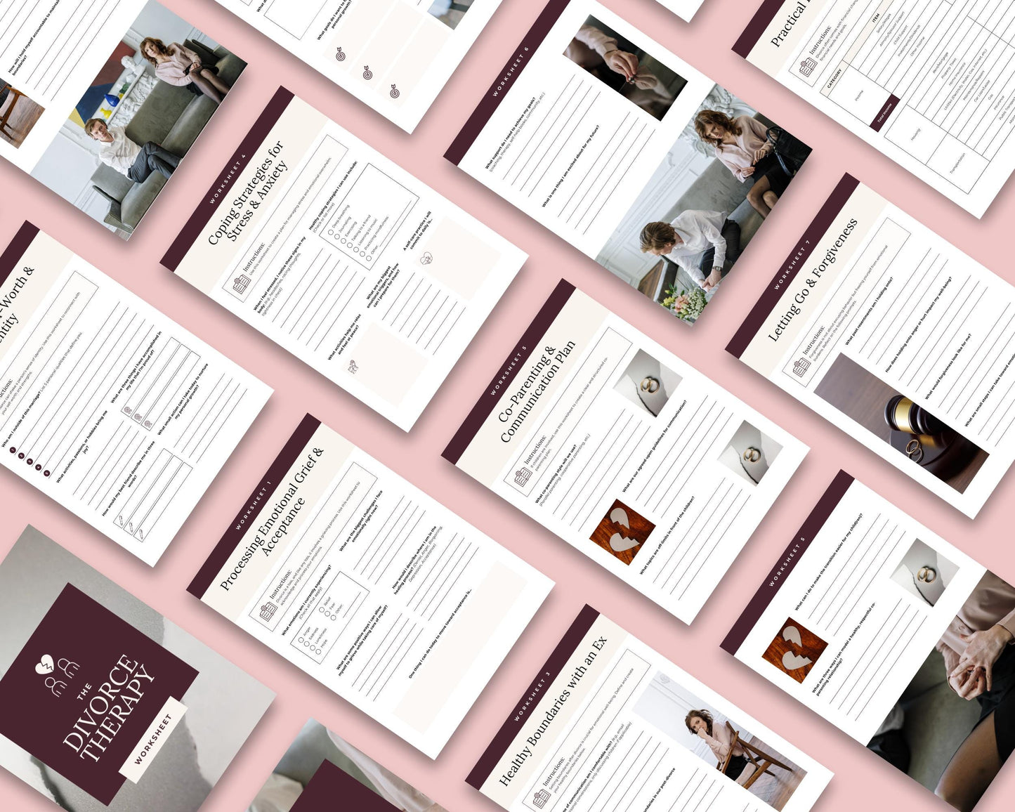 Divorce Therapy Worksheets | Printable PDF & Editable Canva Template | Mental Health and Healing Toolkit