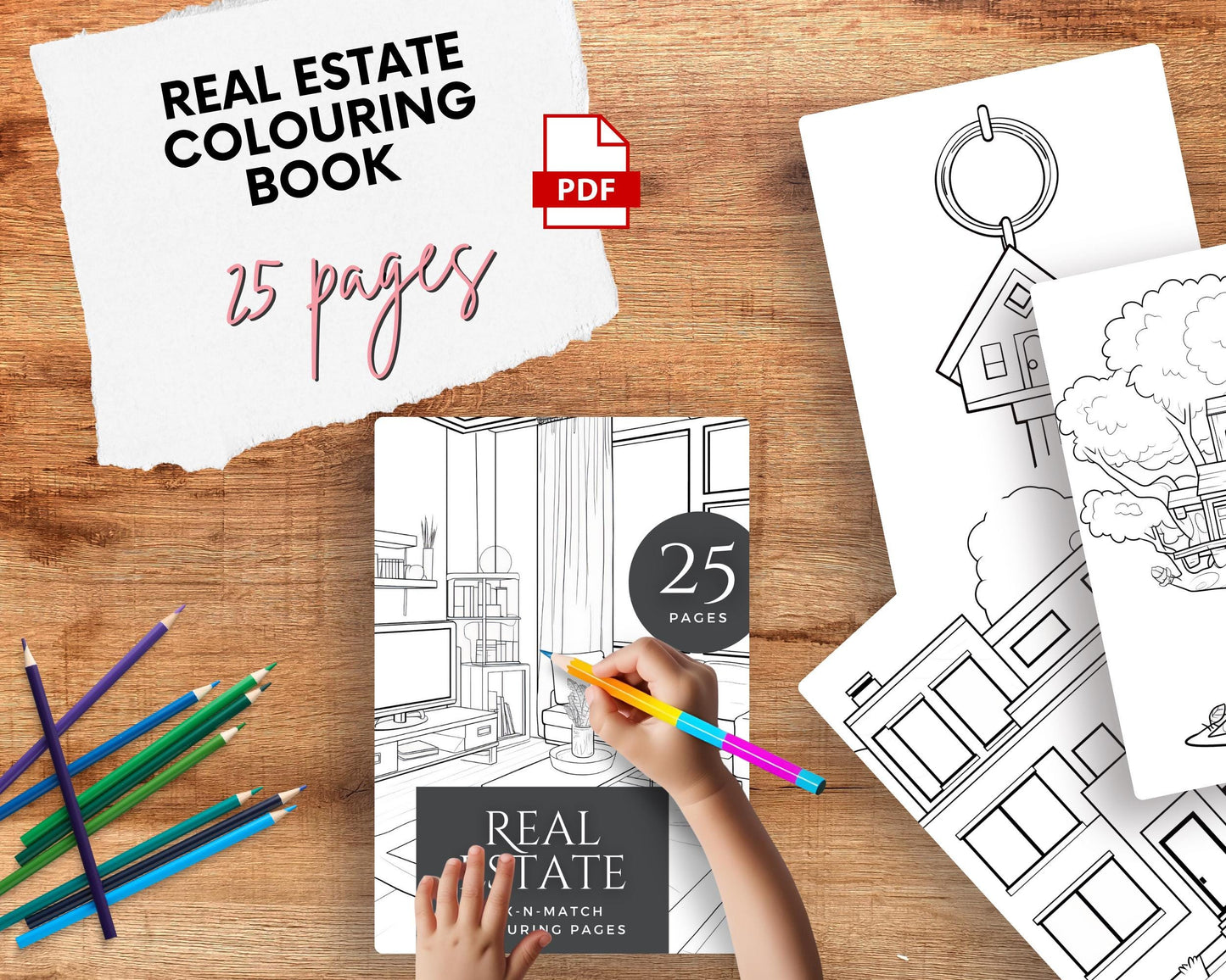a person drawing a house on a piece of paper