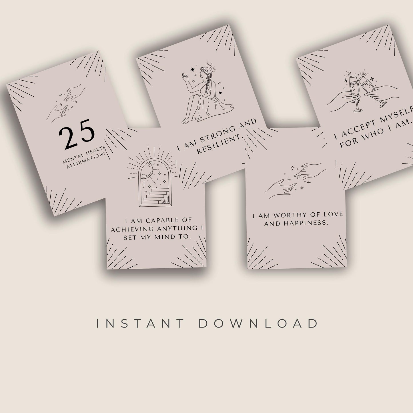 Mental Health Affirmation Cards – Canva Template