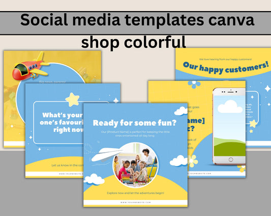 Colorful Social Media Template | Editable Canva Design for Shops to Promote Products, Sales & Events | Digital Download