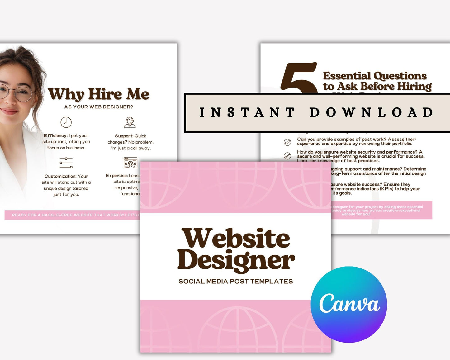 Website Designer Social Media Post | Editable Canva Template to Showcase Your Services & Attract Clients | Digital Download