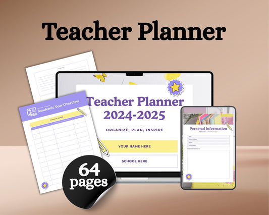 Teacher Planner | Editable Template to Organize Lessons, Schedules & Classroom Activities | Digital Download