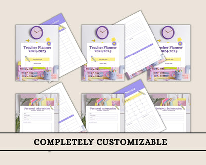 Teacher Planner | Editable Template to Organize Lessons, Schedules & Classroom Activities | Digital Download