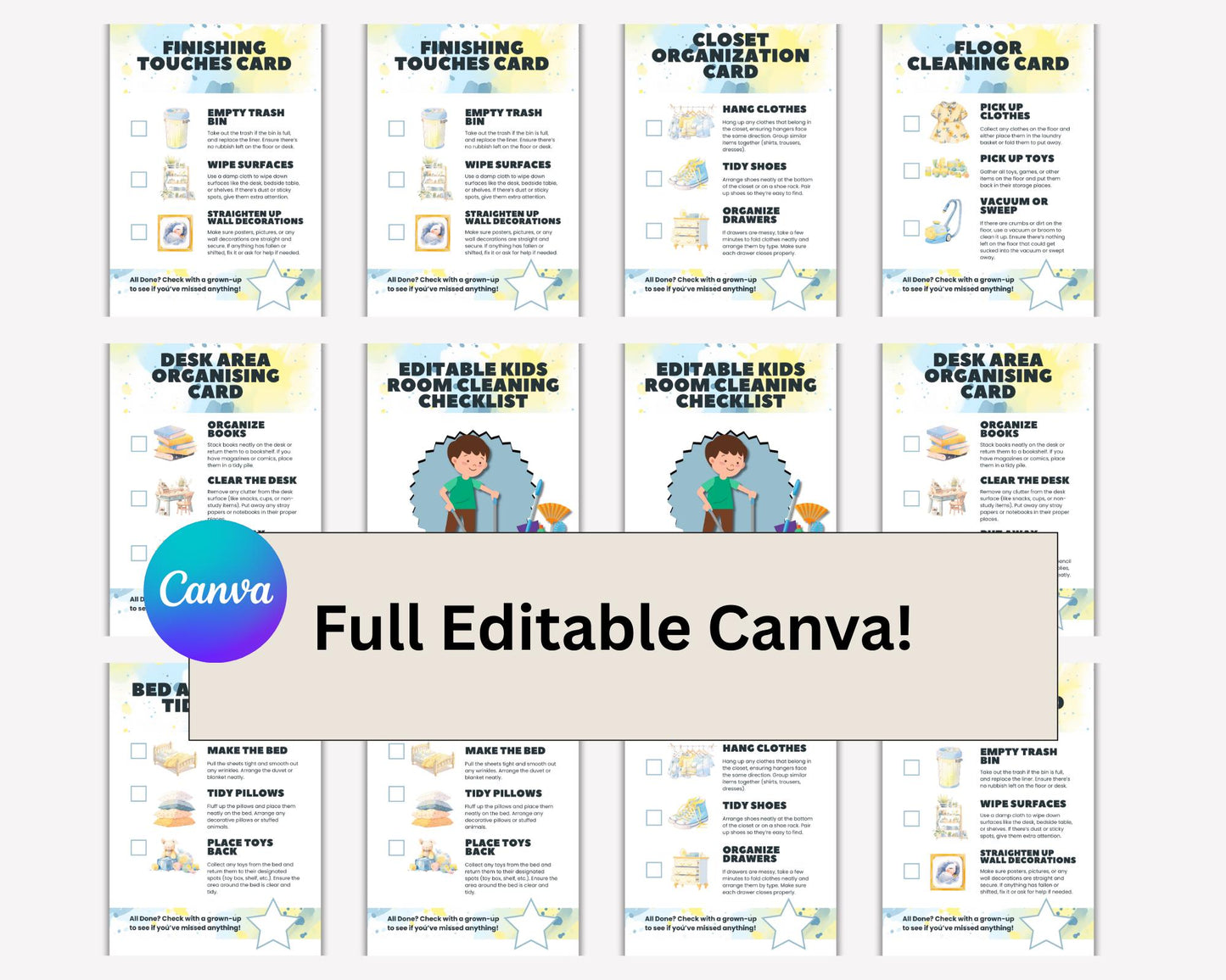 Editable Kids Room Cleaning Checklist | Printable Template to Organize Daily, Weekly & Monthly Cleaning Tasks | Digital Download