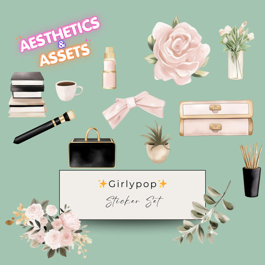 Girlypop Digital Sticker Set - 47 PNG Stickers