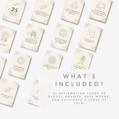 Anxiety & Worry Less Affirmation Cards – Canva Template