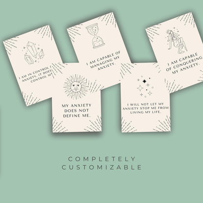 Anxiety & Worry Less Affirmation Cards – Canva Template