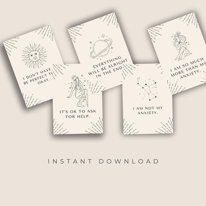 Anxiety & Worry Less Affirmation Cards – Canva Template