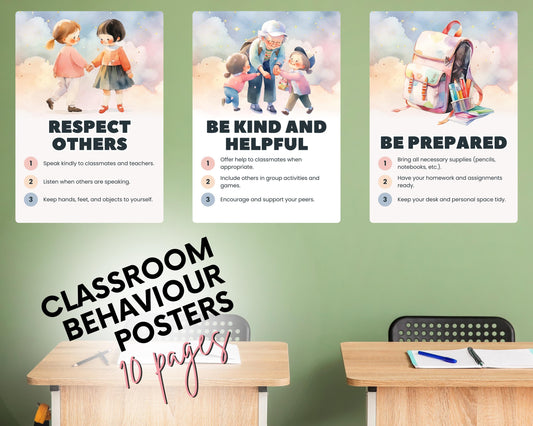 Editable Classroom Behavior Poster | Canva Template for Teachers | Positive Rules & Expectations