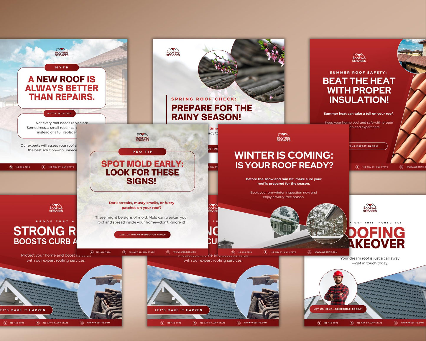 Roofing Instagram Post | Editable Canva Template to Showcase Your Roofing Services & Attract Local Clients