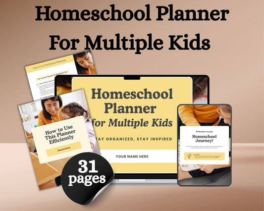 Homeschool Planner for Multiple Kids | Editable Template to Organize Schedules, Lessons & Activities | Digital Download