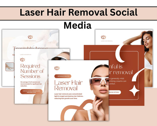 Laser Hair Removal Social Media Post | Editable Canva Template to Promote Services, Specials & Client Testimonials | Digital Download
