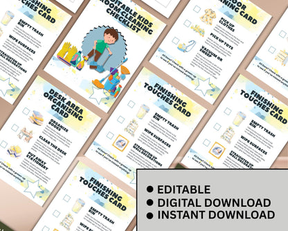 Editable Kids Room Cleaning Checklist | Printable Template to Organize Daily, Weekly & Monthly Cleaning Tasks | Digital Download