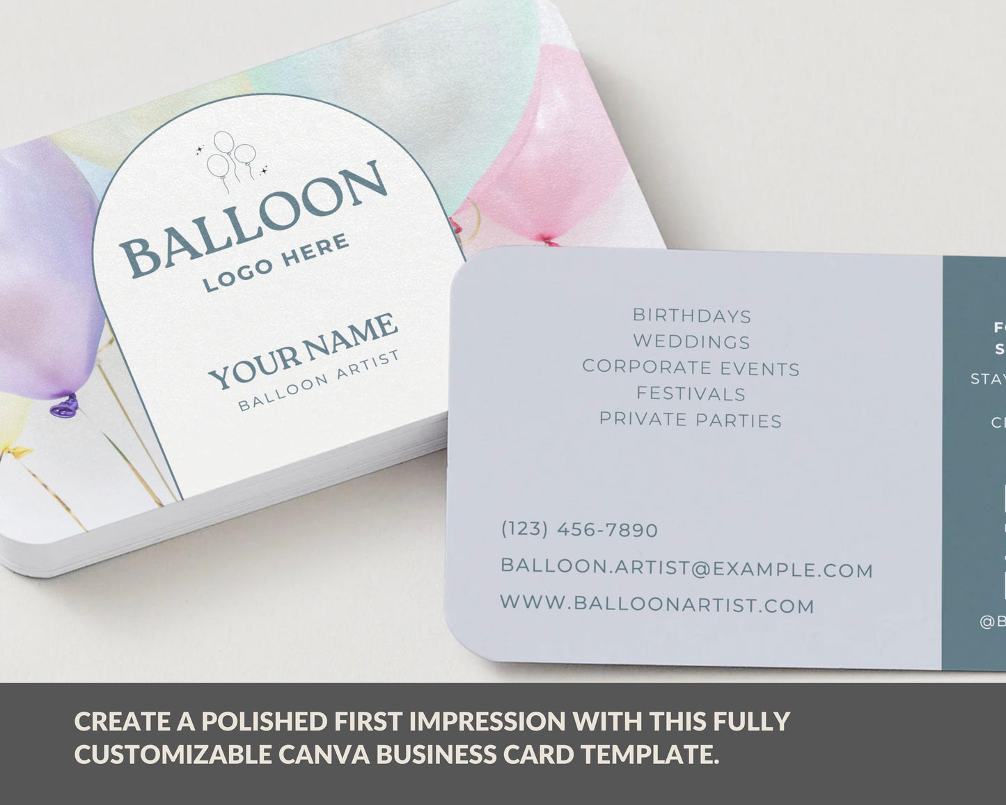 Editable Balloon Artist Business Card Template | Birthday, Wedding, Event Decor | Instant Download | DIY Canva Business Card