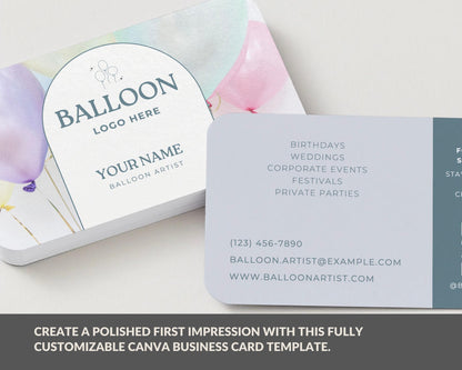 Editable Balloon Artist Business Card Template | Birthday, Wedding, Event Decor | Instant Download | DIY Canva Business Card