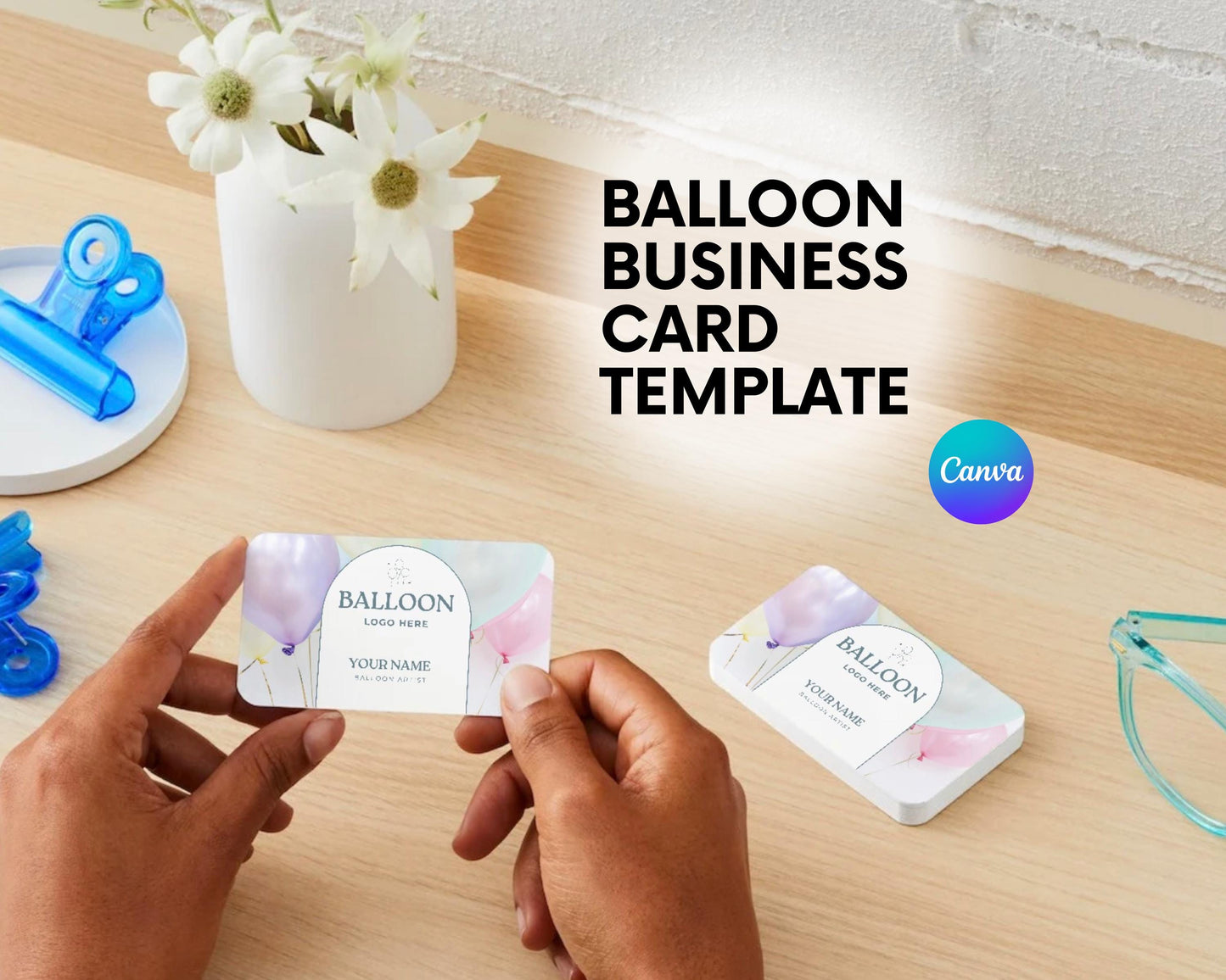 Editable Balloon Artist Business Card Template | Birthday, Wedding, Event Decor | Instant Download | DIY Canva Business Card