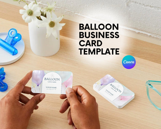 Editable Balloon Artist Business Card Template | Birthday, Wedding, Event Decor | Instant Download | DIY Canva Business Card