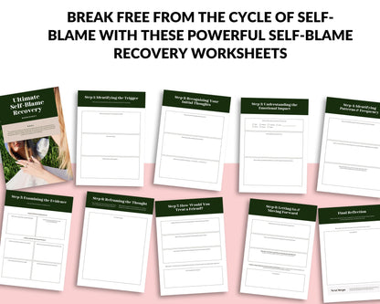 Self-Blame Recovery Worksheet | Canva Template + Printable PDF | Self-Compassion Journal | Mental Health Tool | Instant Download