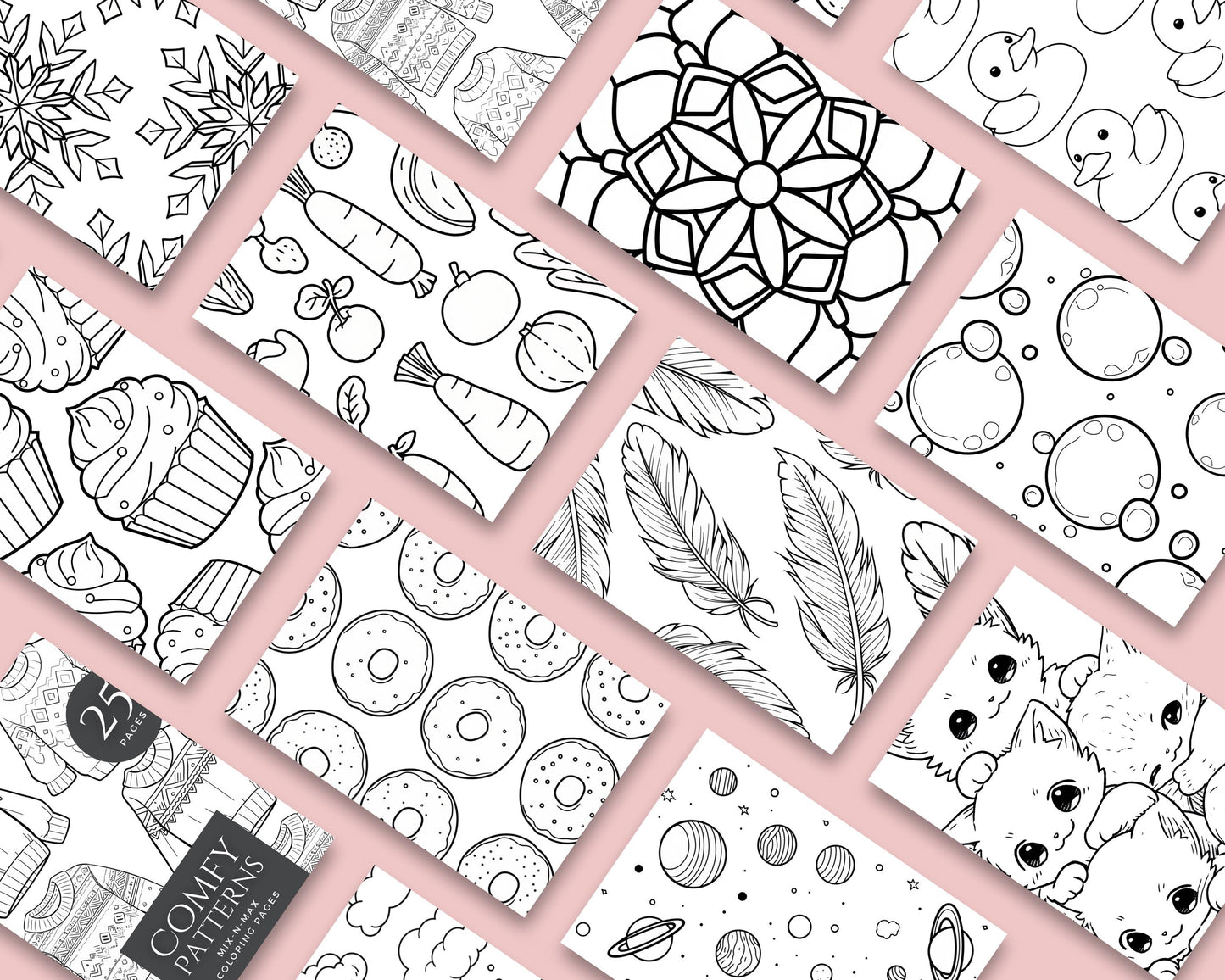 Comfy Patterns Colouring Book | 25 Relaxing Printable Pages | Instant Download | Adult Colouring Pages | Stress Relief Activity