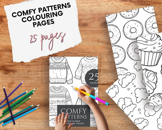 Comfy Patterns Colouring Book | 25 Relaxing Printable Pages | Instant Download | Adult Colouring Pages | Stress Relief Activity
