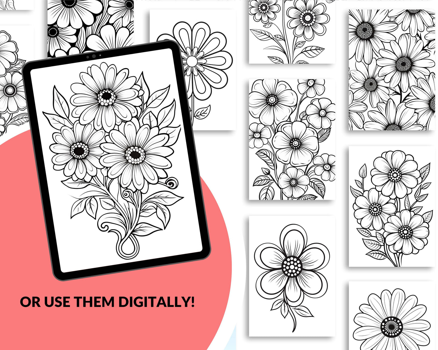 Groovy Flower Colouring Book | Printable PDF | Retro-Inspired Relaxation for Kids and Adults