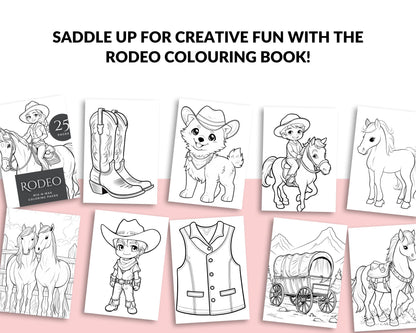 Rodeo Colouring Book | 25 Printable Pages | Cowboy and Western Theme | Instant Download | Adult and Kids Colouring Pages