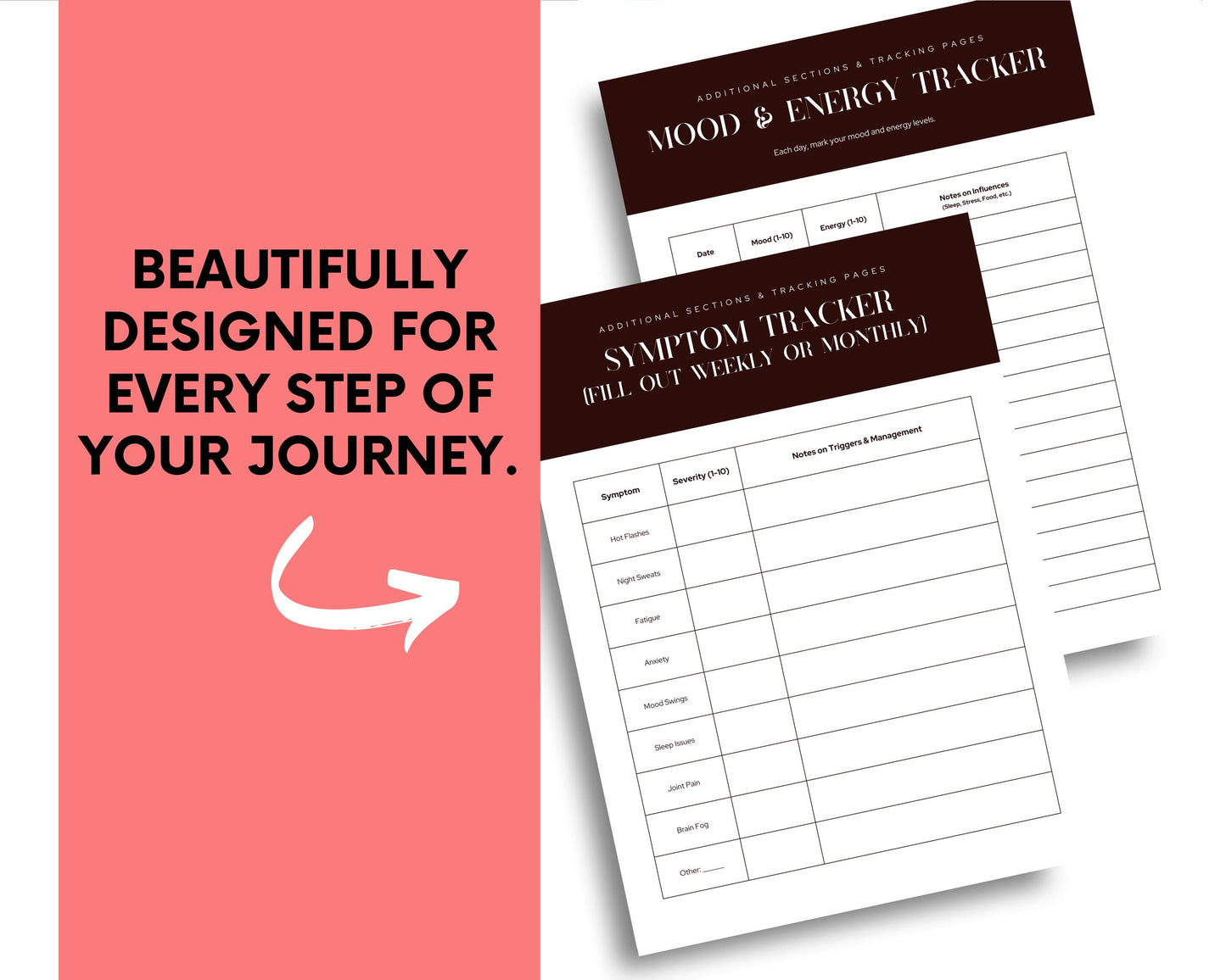 Menopause Journal | Guided Wellness Tracker | Canva Template + Printable PDF | Self-Care and Symptom Management
