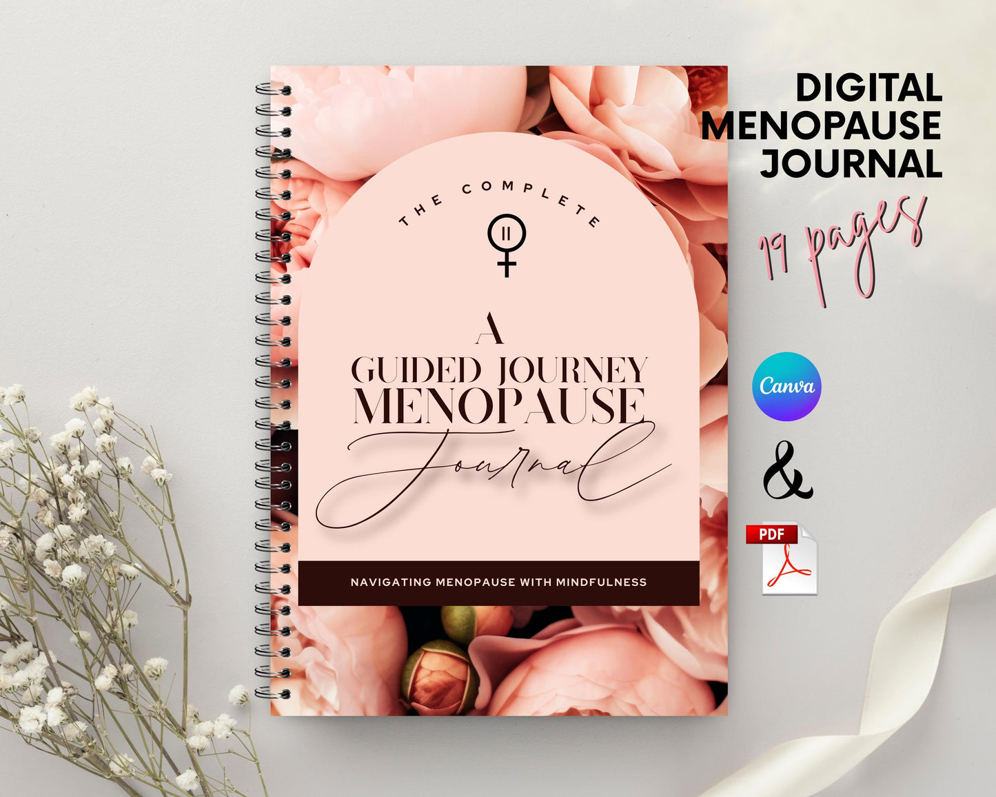 Menopause Journal | Guided Wellness Tracker | Canva Template + Printable PDF | Self-Care and Symptom Management