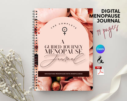 Menopause Journal | Guided Wellness Tracker | Canva Template + Printable PDF | Self-Care and Symptom Management
