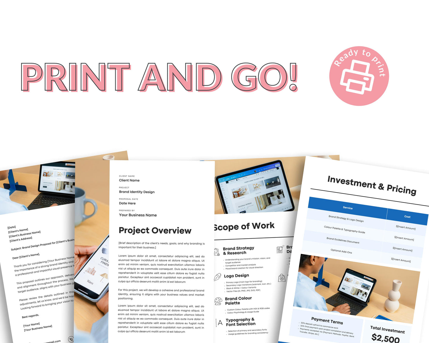 Editable Brand Design Proposal Template | Canva Template for Designers | Client Proposal | Branding Service Contract | Brand Identity PDF