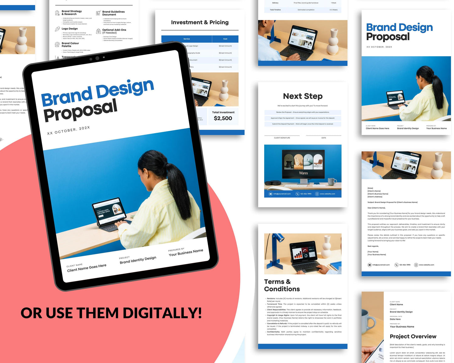 Editable Brand Design Proposal Template | Canva Template for Designers | Client Proposal | Branding Service Contract | Brand Identity PDF