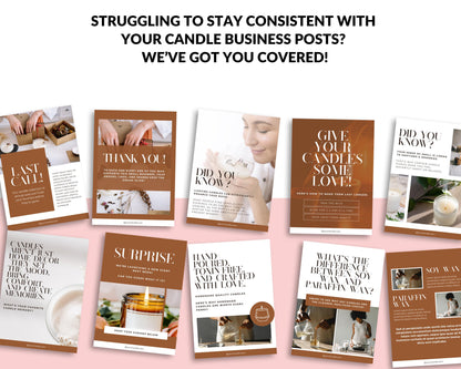 Social Media Posts for Candle Makers | Canva Template Only | 4 Weeks of Captions & Content Calendar