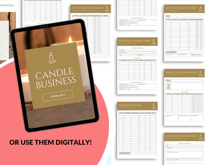 Candle Business Toolkit | Canva Template + Printable PDF | Small Business Organizer | Inventory, Pricing, Marketing Sheets