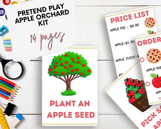 Pretend Play Apple Orchard Kit | Printable PDF | Dramatic Play Market Set for Kids | Apple Stand Role Play