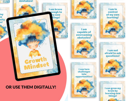Growth Mindset Affirmation Cards for Kids | 21-Card Printable PDF | Positive Thinking & SEL Tool for Classroom or Home