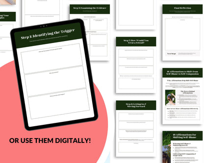 Self-Blame Recovery Worksheet | Canva Template + Printable PDF | Self-Compassion Journal | Mental Health Tool | Instant Download