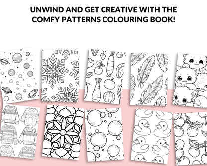 Comfy Patterns Colouring Book | 25 Relaxing Printable Pages | Instant Download | Adult Colouring Pages | Stress Relief Activity