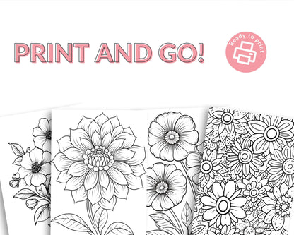 Groovy Flower Colouring Book | Printable PDF | Retro-Inspired Relaxation for Kids and Adults